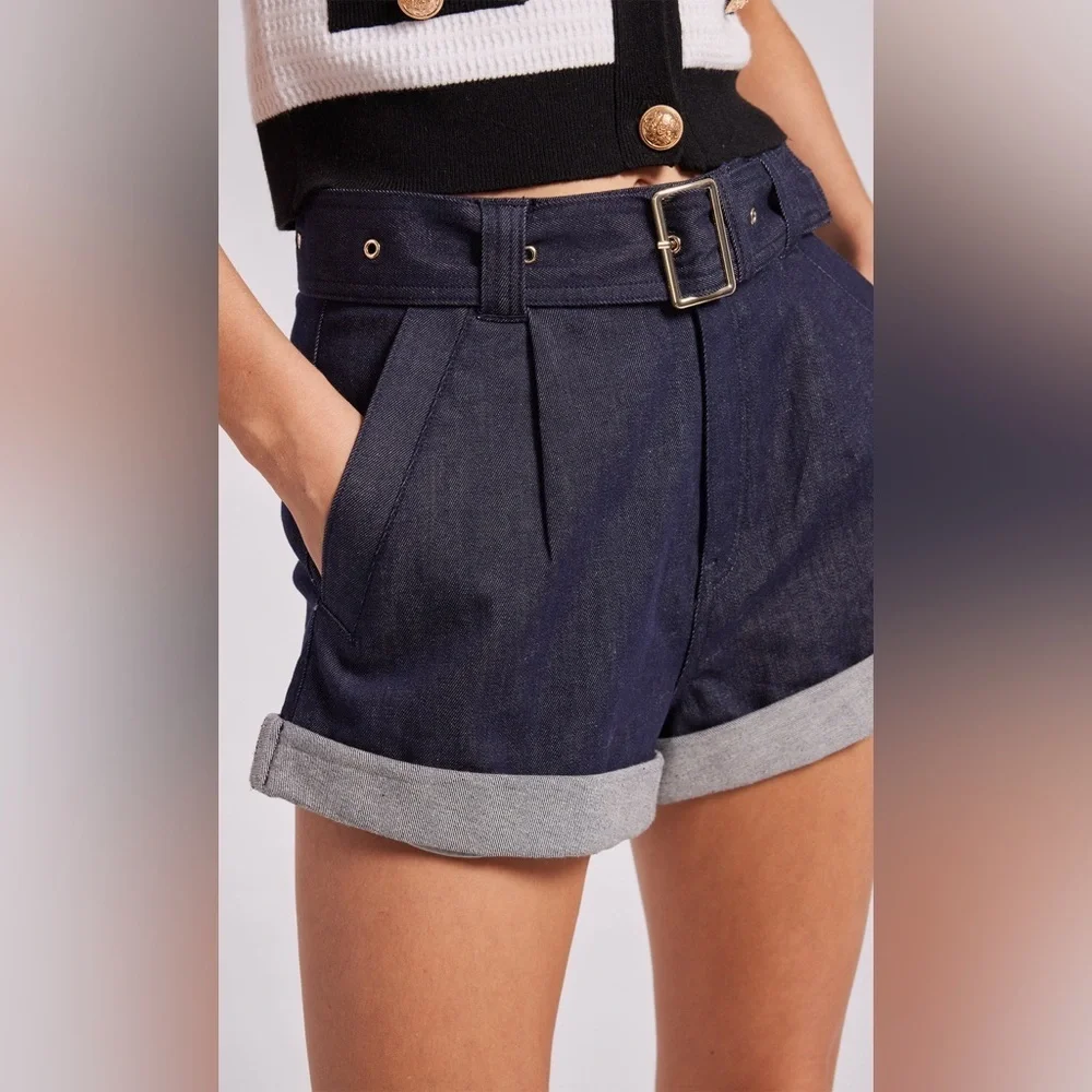 Generation Love Erina Sheen Denim Cuffed Shorts
